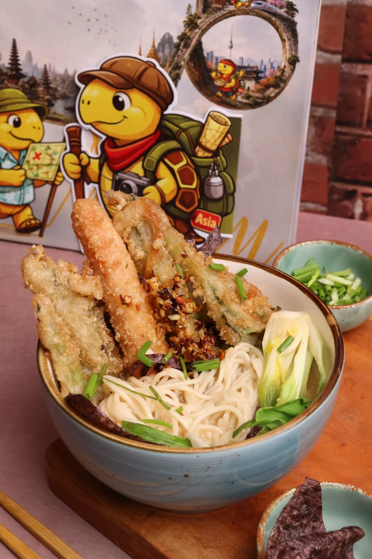 Vegetable tempura ramen bowl